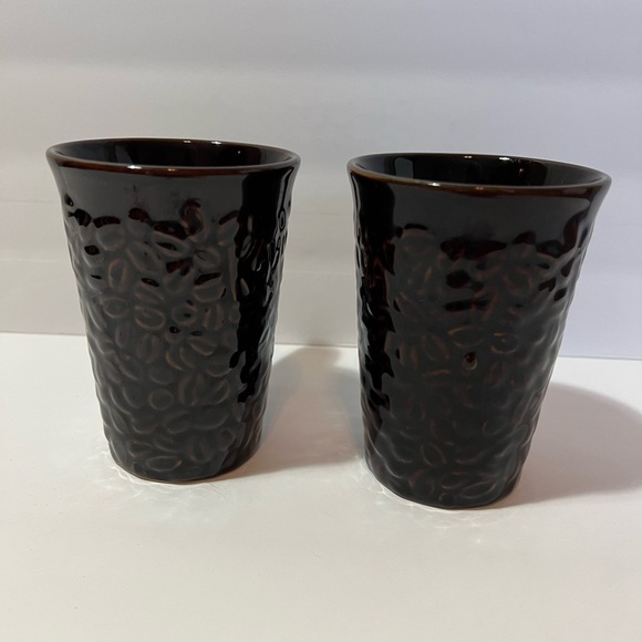 Kahlua Dark Brown Ceramic Coffee Mug With Embossed Beans Vintage Set of 2 Mugs - Picture 5 of 9